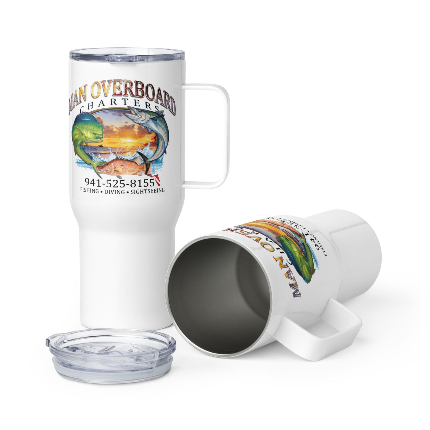 Man Overboard Travel mug with a handle