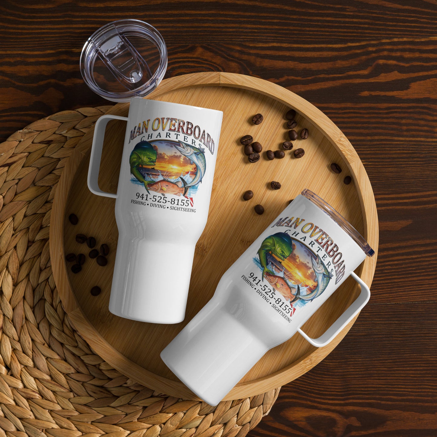 Man Overboard Travel mug with a handle