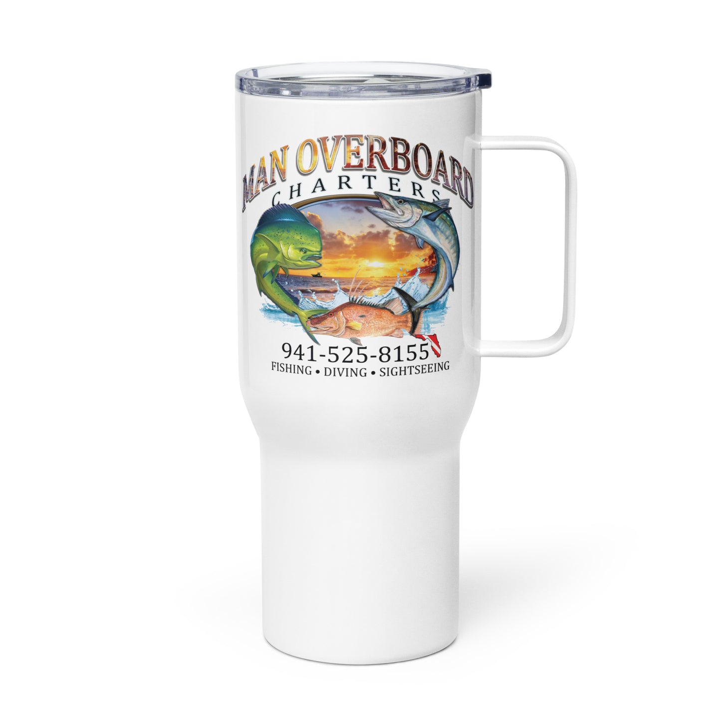 Man Overboard Travel mug with a handle