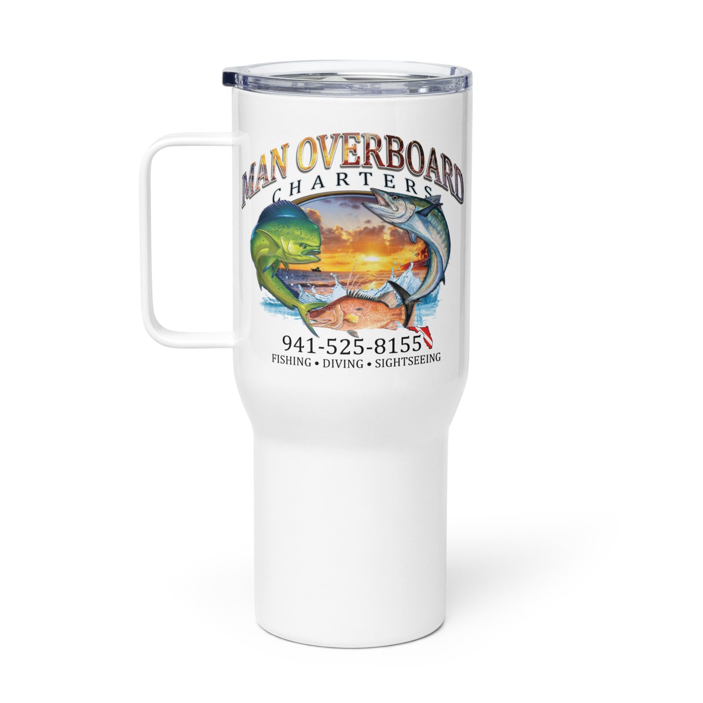 Man Overboard Travel mug with a handle