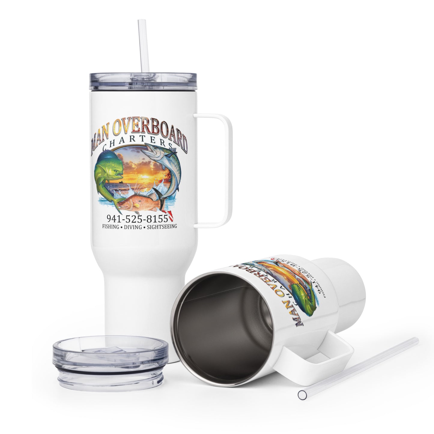 Man Overboard Travel mug with a handle
