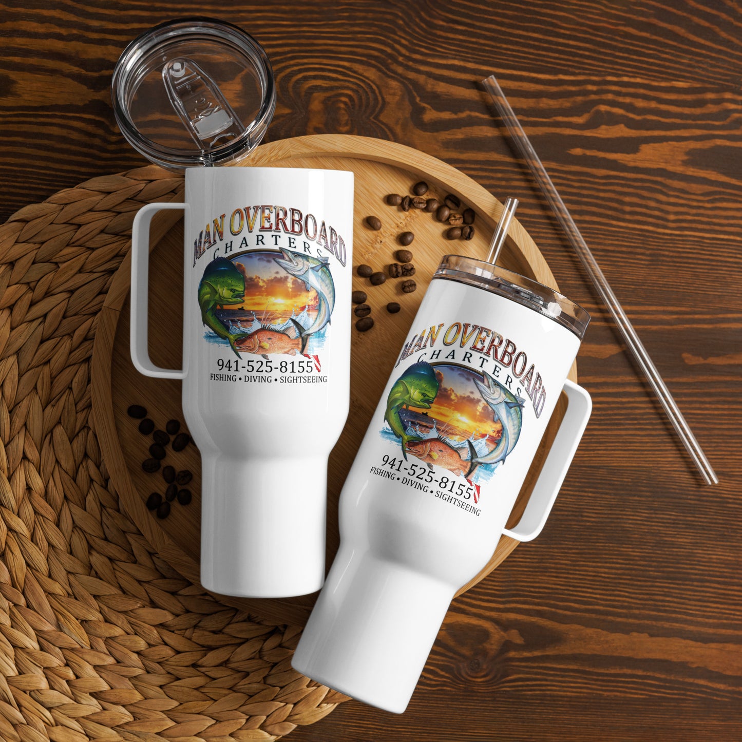 Man Overboard Travel mug with a handle