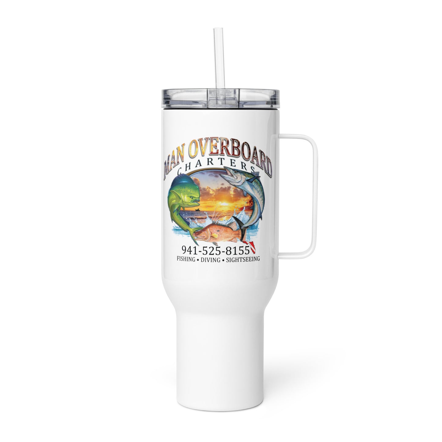Man Overboard Travel mug with a handle