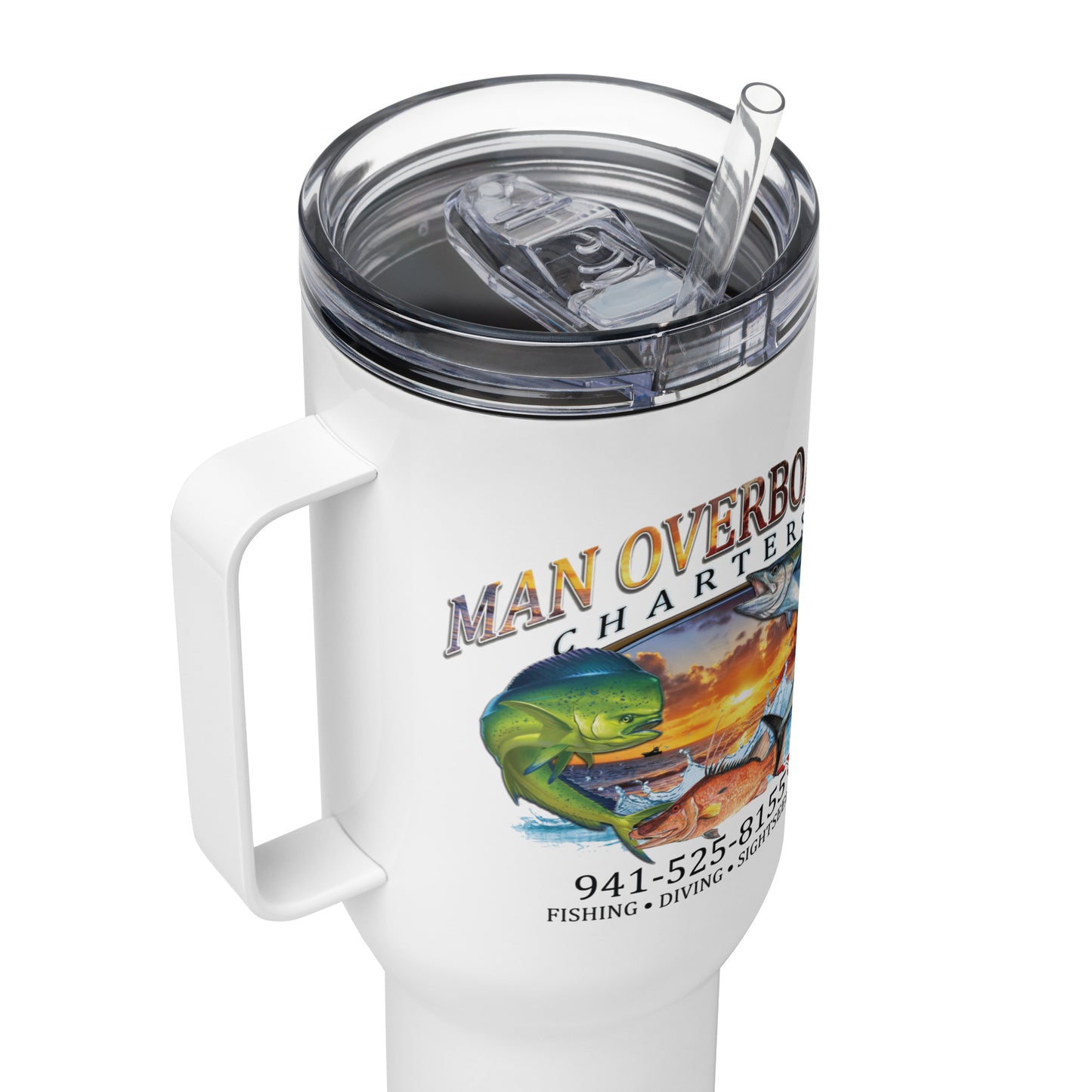 Man Overboard Travel mug with a handle