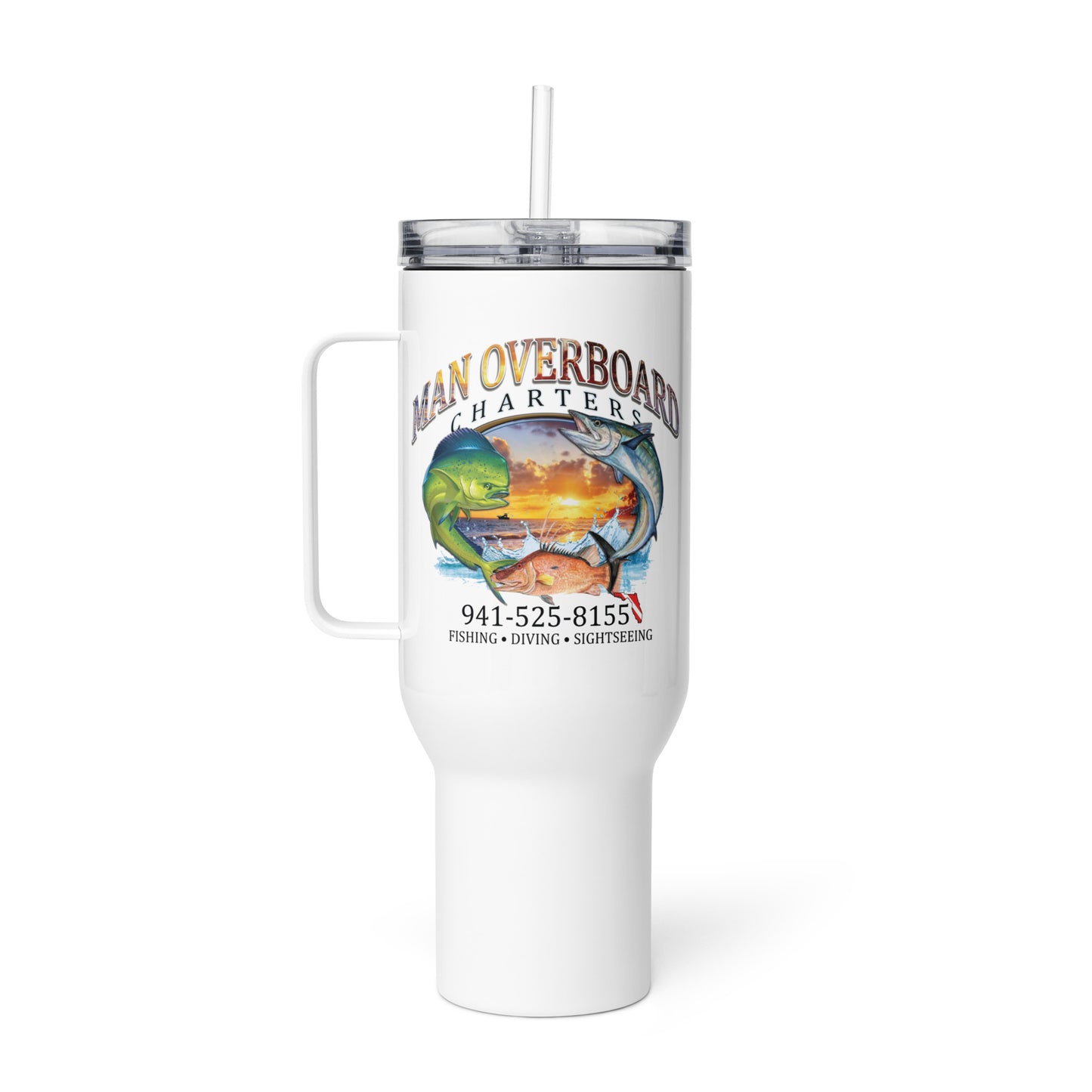 Man Overboard Travel mug with a handle